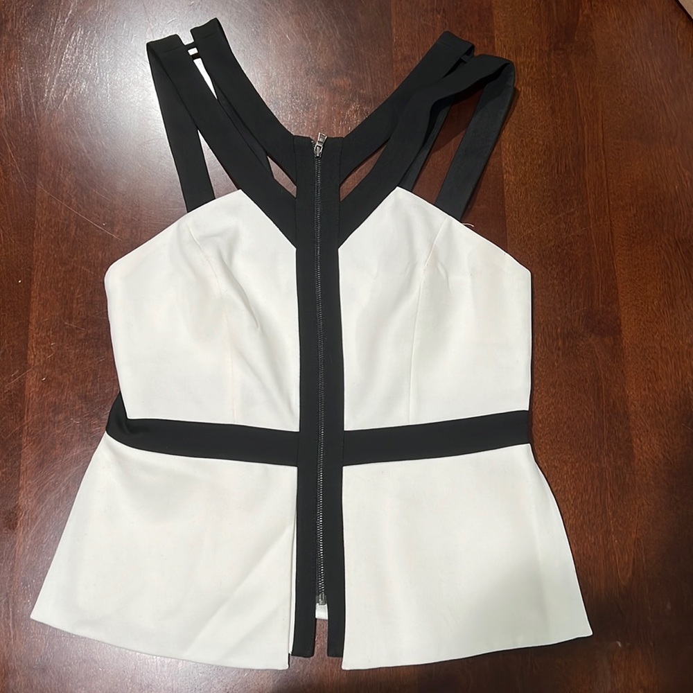 BCBG White and Black Top Size M